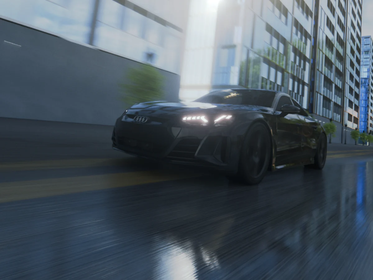 Render 3D del Audi e-tron GT en ciudad