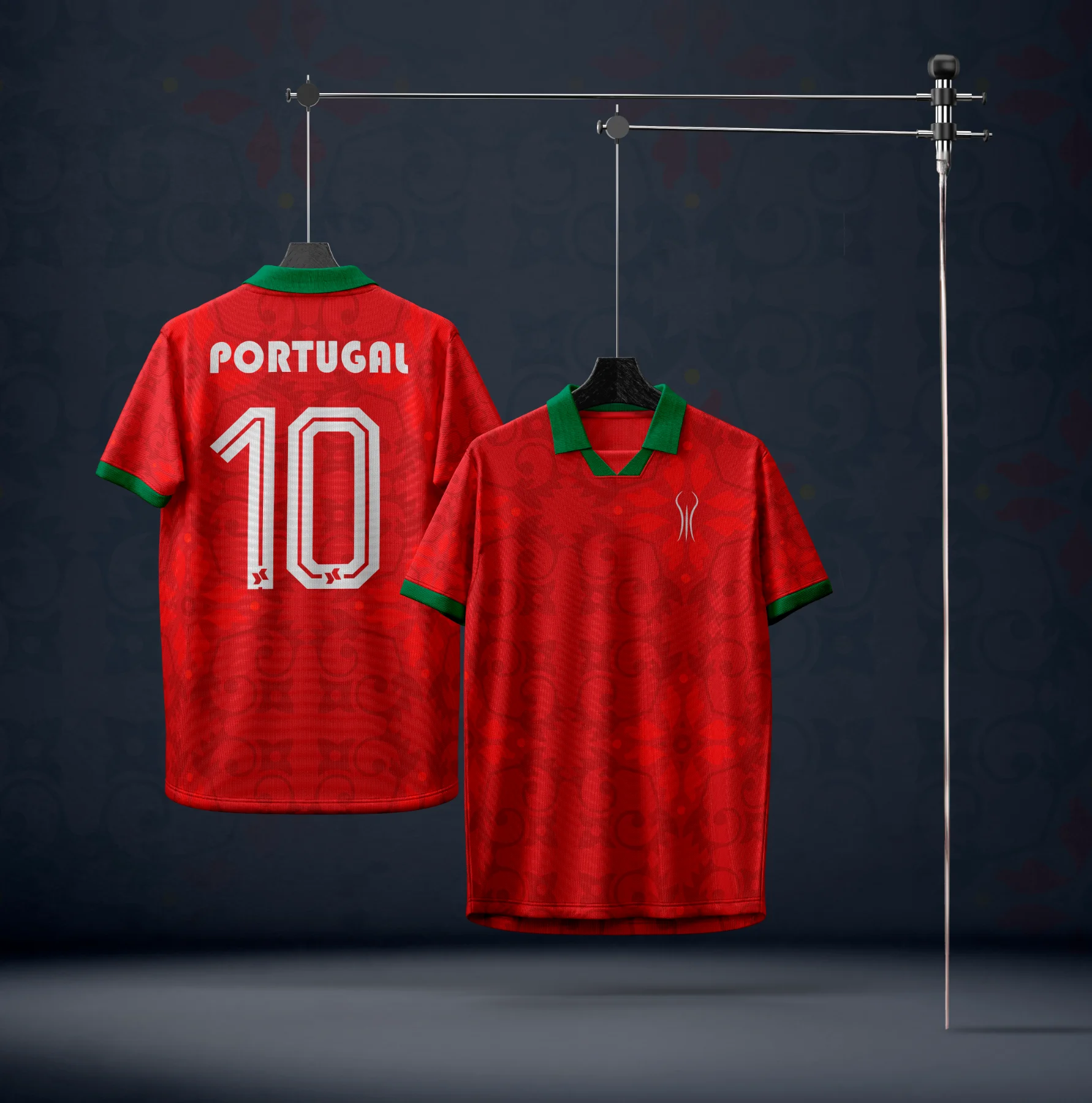 Camiseta de Portugal con patrón y tipografía retro